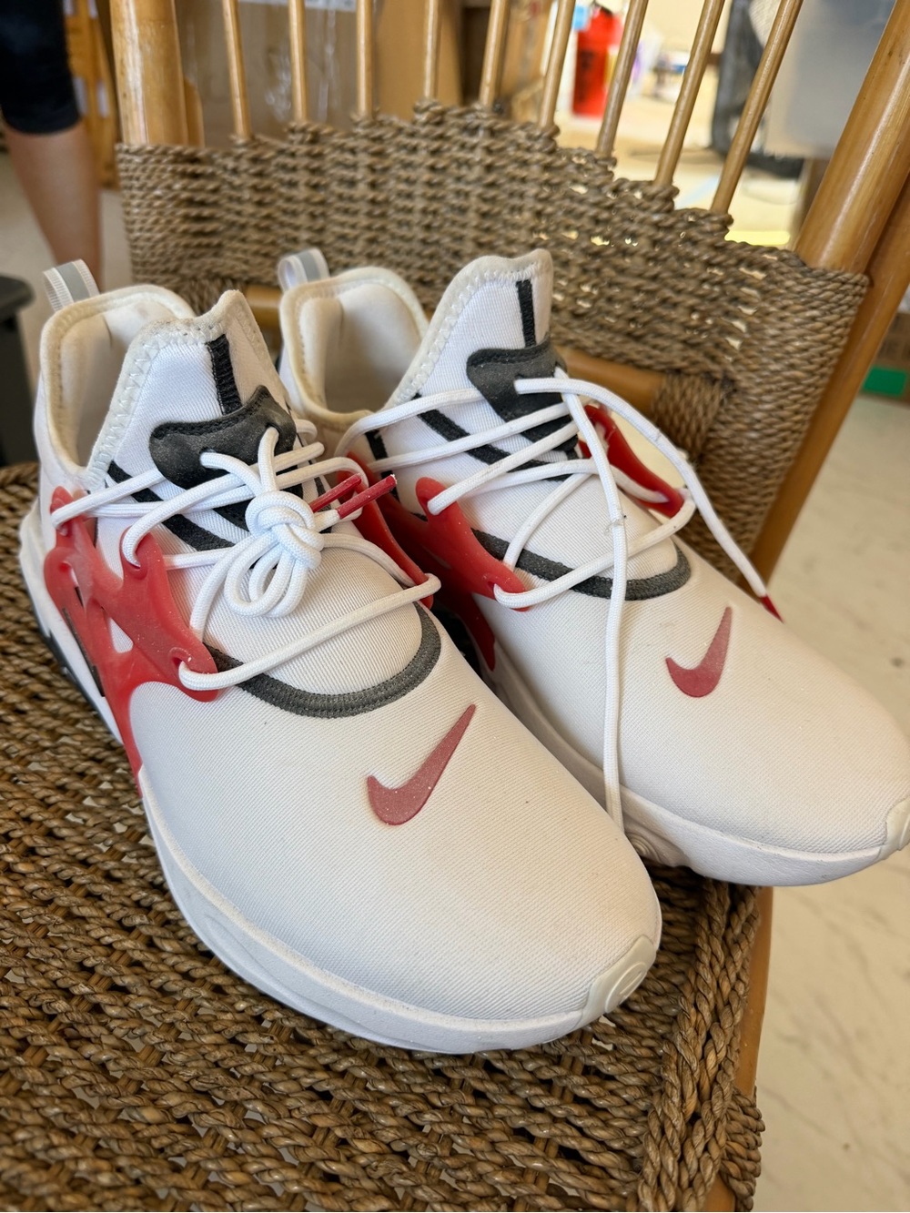 Nike White Sneakers with Red Accents